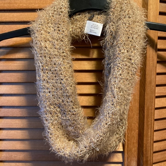 Apt. 9 Tan/Camel Crewneck Tunic Sweater with Detachable Infinity Scarf - Picture 12 of 13